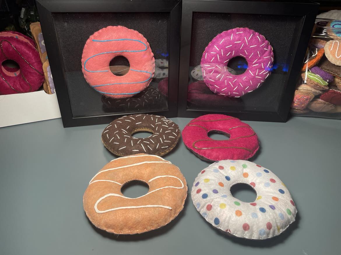 Jumbo Donuts in Shadow Box